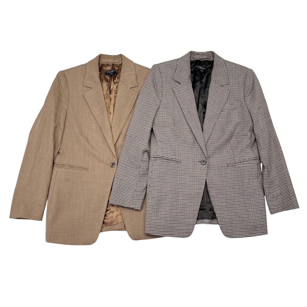 Banana Republic Blazer Jacket Womens Sz 6 Petite - Lot of 2 - Tan Brown Italian